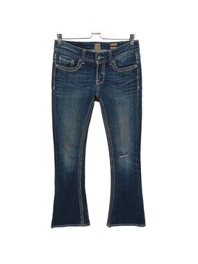 Studio 5 Skinny Bootcut Womens 28x33 Rhinestone Studded Embroidered Denim Jeans